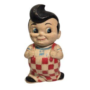 Big Boy Rubber Coin Squeak Toy Pig Piggy Bank Vintage Restaurant Mascot Decor